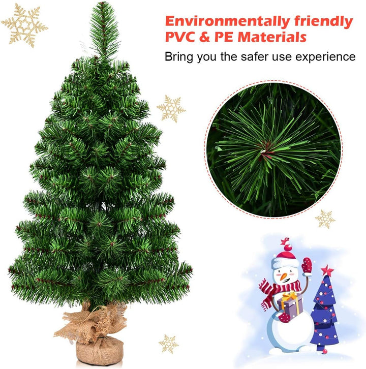 KOMFOTTEU künstlicher Weihnachtsbaum Mini, Tisch Christbaum mit Tannenzapfen & Zweigspitzen, Kleiner