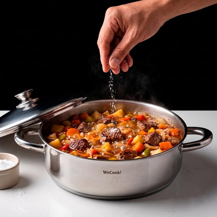 STAINLESS LOW COOKING POT WITH LID 32 cm. 6.8 Liter, 6.8 Liter