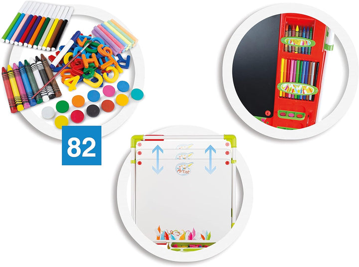 Chicos - Kinder Staffelei Malerei Doppelseitige Tafel für Kinder mit Kreidetafel & Whiteboard Höhenv