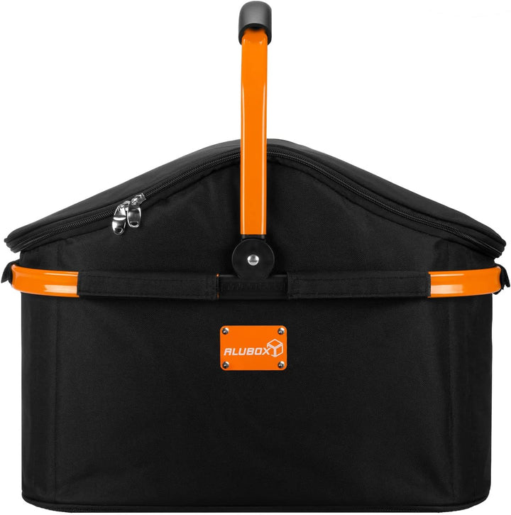 ALUBOX Einkaufskorb 25 Liter Black Edition Isolierkorb Picknick Kühlkorb - Polyester schwarz, Rahmen