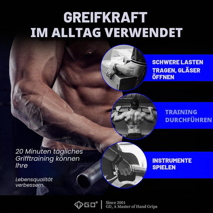 GD IRON GRIP 70 Handtrainer (verstellbarer Handgriff) Handgelenk- und Unterarm-Krafttrainer Handtrai
