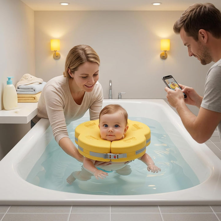 Baby-Halsschwimmer für 0–6 Monate – Verstellbarer und sicherer Schwimmschwimmer mit weichem Kragende