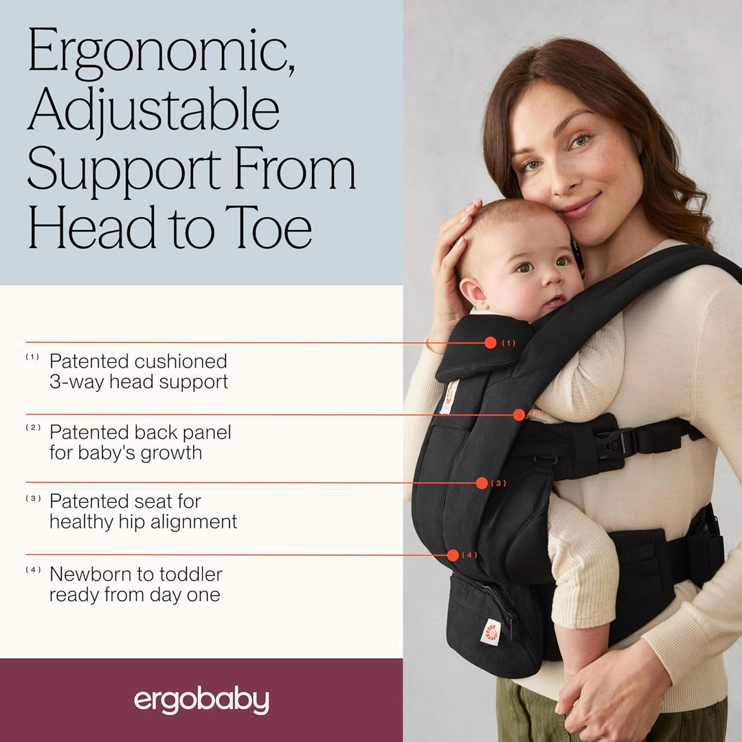 Ergobaby Omni Deluxe All-in-One Babytrage für Neugeborene ab Geburt bis 20kg, Ergonomische 4-Positio