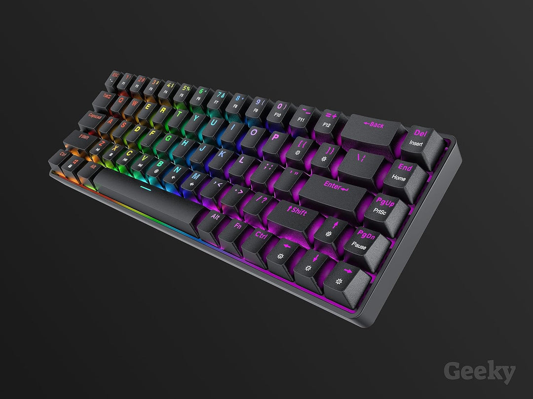 Geeky GK65 65% | Hot Swappable Mechanische Gaming-Tastatur | 68 Tasten Multi Color RGB LED Hintergru