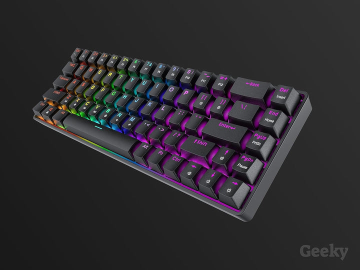 Geeky GK65 65% | Hot Swappable Mechanische Gaming-Tastatur | 68 Tasten Multi Color RGB LED Hintergru