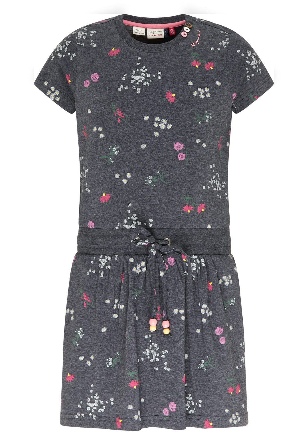 Ragwear Mädchen Kleid MAGY Flowers Kurzarm mit Blumen Print in sommerlichen Farben 128 Navy, 128 Nav