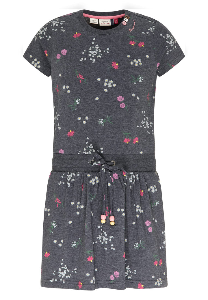 Ragwear Mädchen Kleid MAGY Flowers Kurzarm mit Blumen Print in sommerlichen Farben 140 Navy, 140 Nav