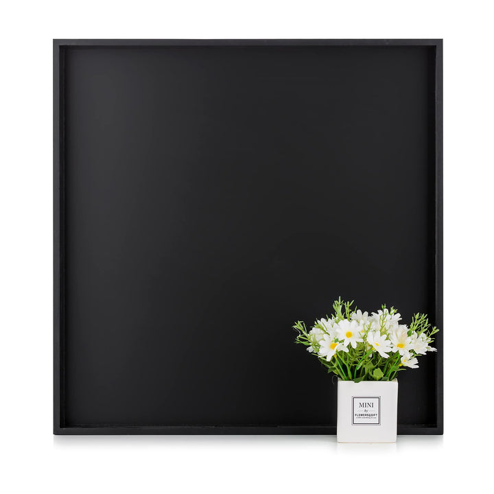 Hanobe Tablett Gross Schwarz Serviertablett Holztablett Deko mit Griff 52cm | Modern Glossy Quadrati