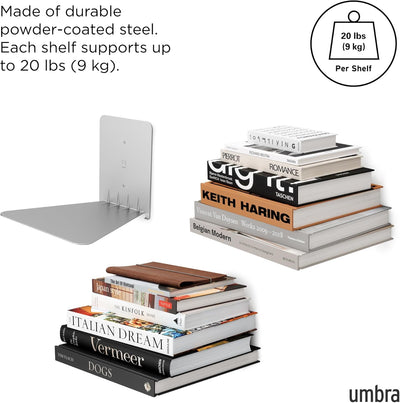 Umbra Conceal unsichtbares 3 Regalböden Bücherregal und Wandregal aus Metall, 3er-Set, Gross Gross (