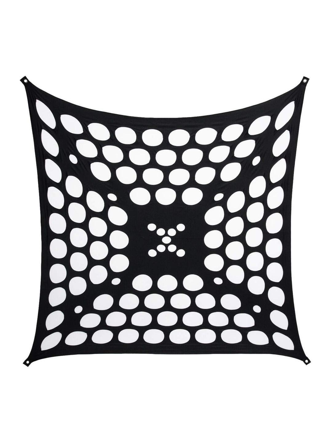 PSYWORK Schwarzlicht Segel Spandex | 3D Neon Space Dots Black | Weiss | 3 x 3m | UV-aktiv | leuchten
