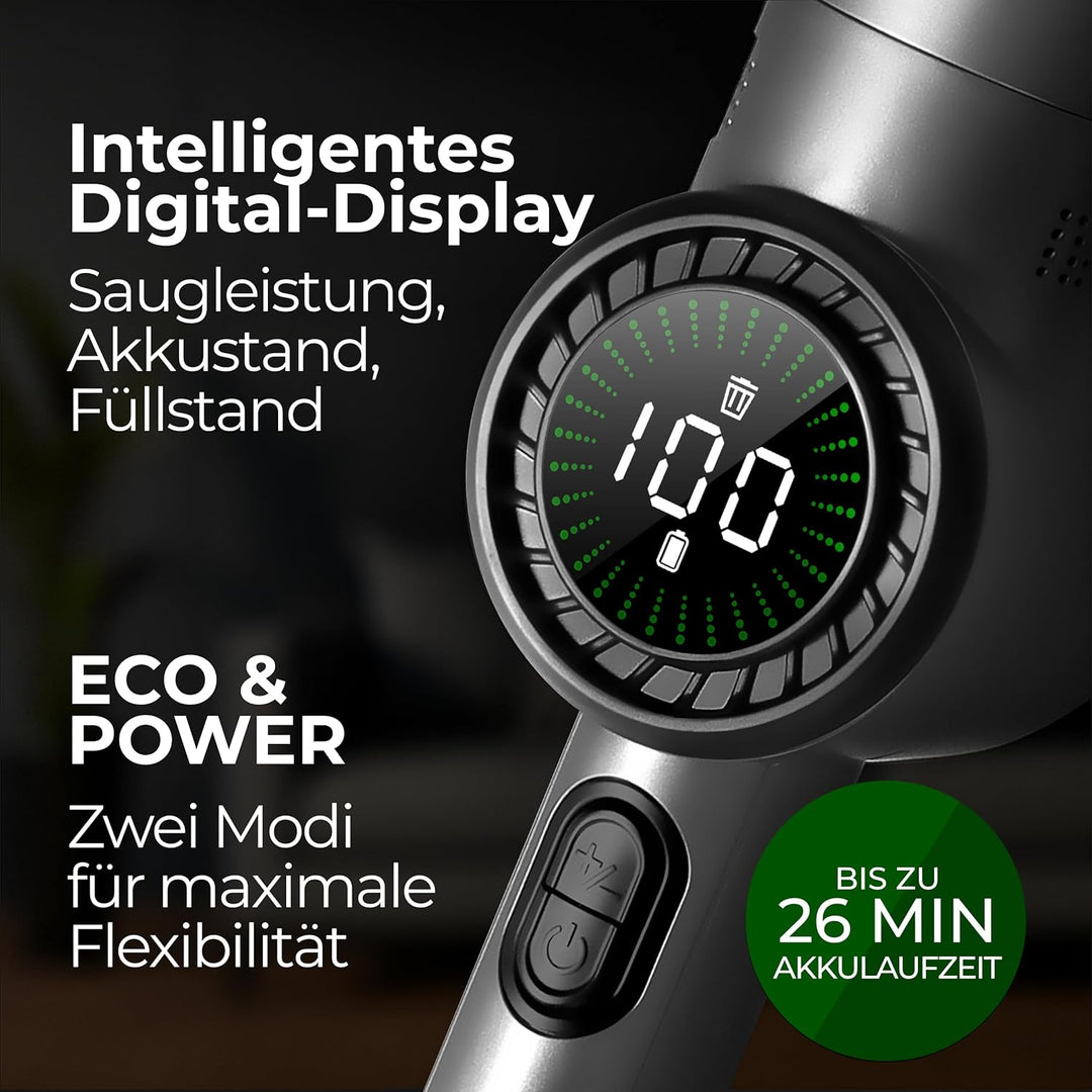 LEBENLANG Kabelloser Handstaubsauger Akku 17000PA I TESTSIEGER I Inkl. Starker LI-Akku & Standhalter