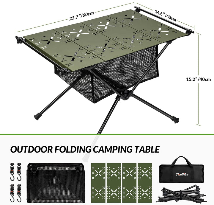 Campingtisch Klappbar,Aluminium Klapptisch Camping Tisch mit Tragetasche und Netztasche,Ultraleicht