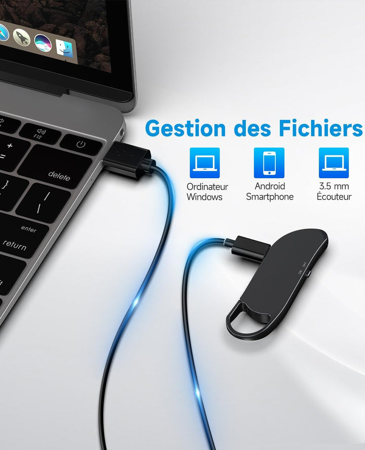 Sprachrecorder, 32 GB, 1536 Kbps Recorder mit Geräuschreduzierung, Sprachaktivierung für Konferenzen