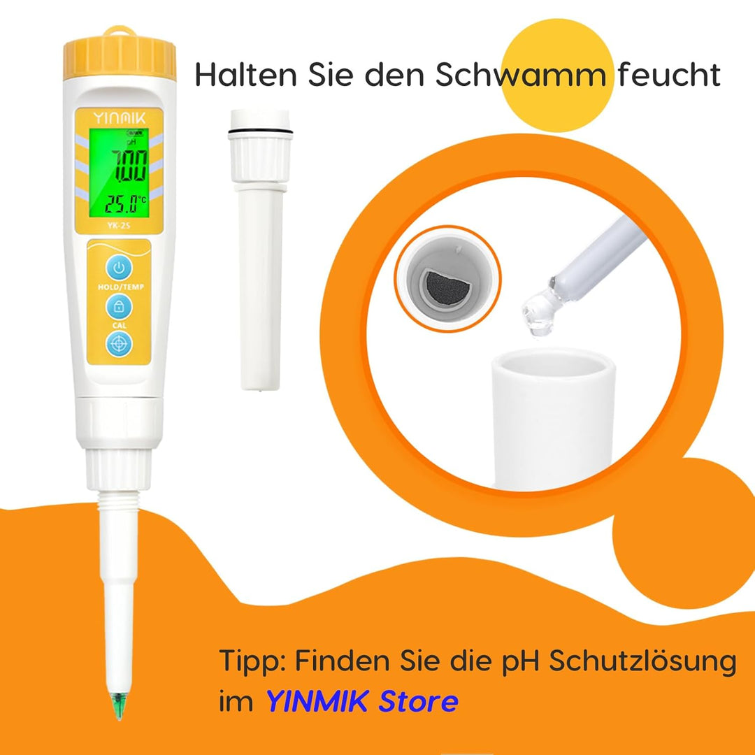 YINMIK pH Sonde für Lebensmittel pH Messgerät, Austauschbare pH Sonde für YK-2S pH Messgerät für Leb