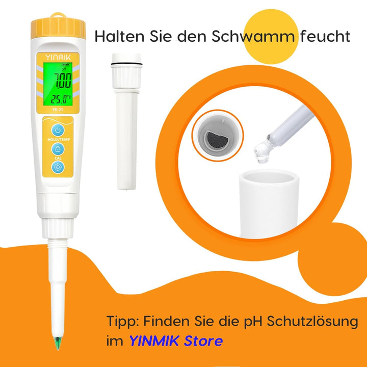 YINMIK pH Sonde für Lebensmittel pH Messgerät, Austauschbare pH Sonde für YK-2S pH Messgerät für Leb