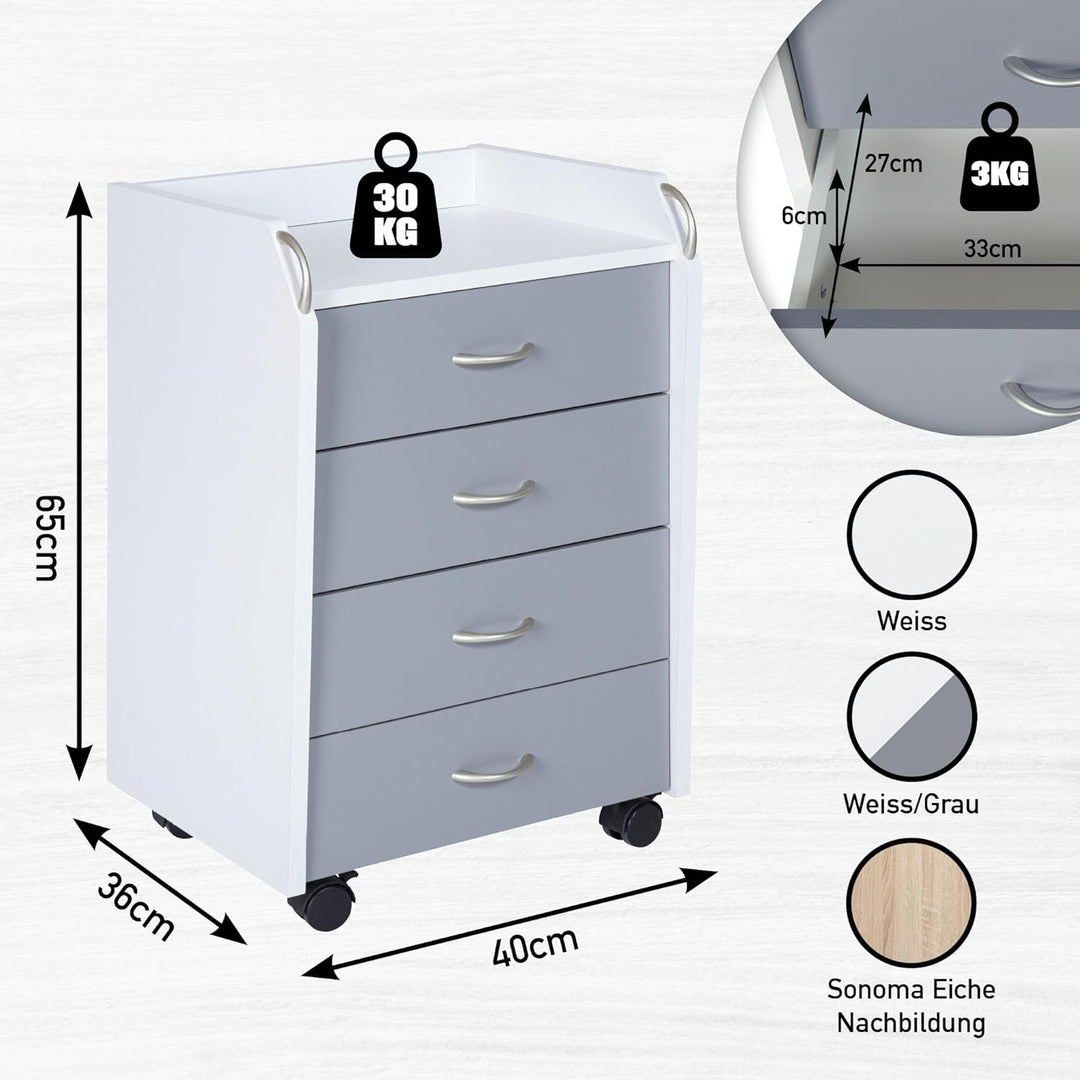 Inter Link – Rollcontainer mit Schubladen -Bürocontainer Standcontainer - Rollschrank Schubladenkomm