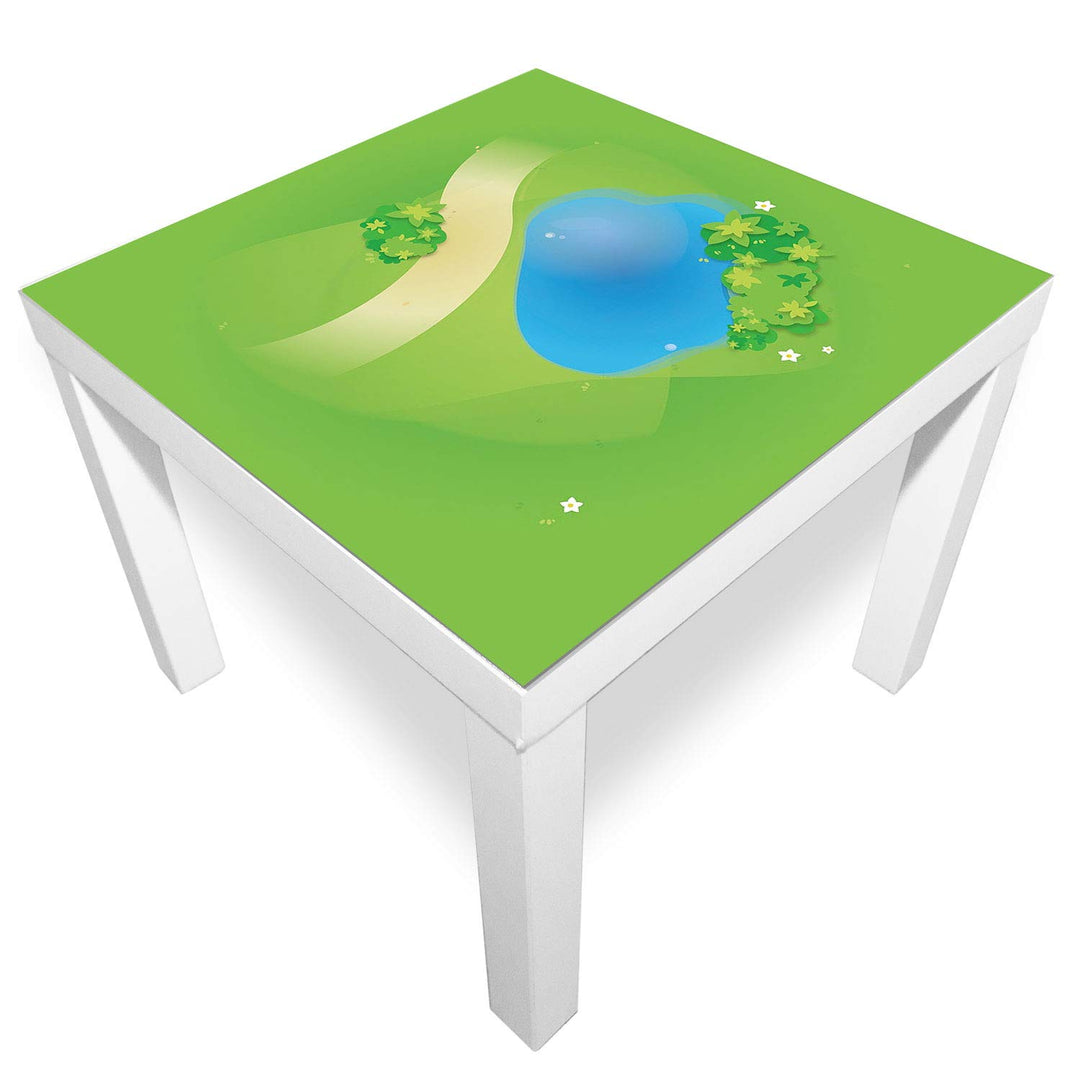 playmatt Spielmatte - Graslandschaft mit Teich | rutschfest | 100% schadstofffrei | waschbar, Grasla