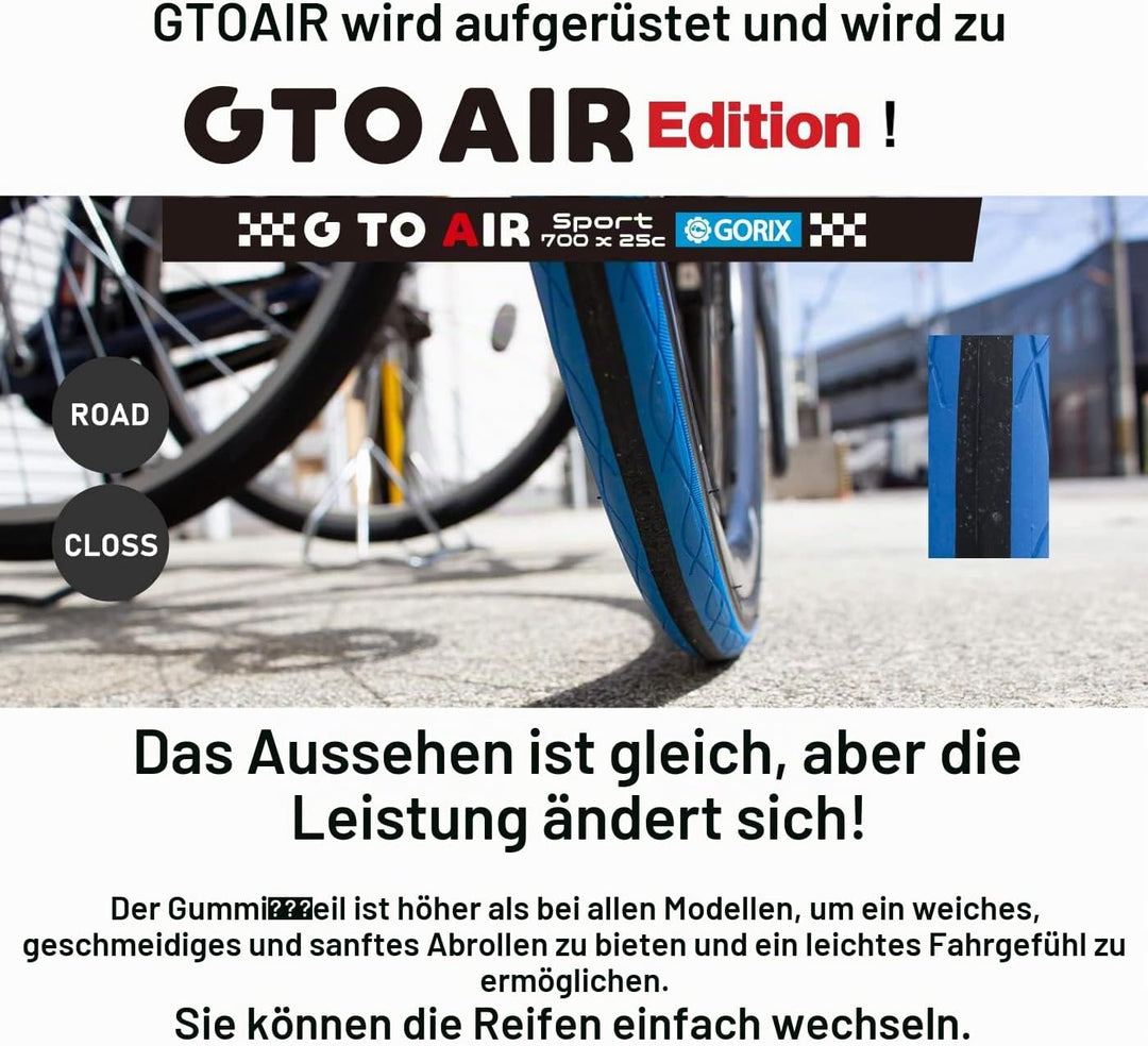 GORIX Rennradreifen 700×23C 25C 28C 32c 35c Fahrrad (Gtoair) 700×23c Black×Red(1 Tire), 700×23c Blac
