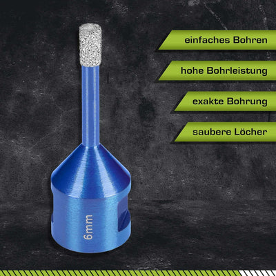 Profi Fliesenbohrer 6mm x M14 - Diamantbohrer für harte Fliesen, Feinsteinzeug uvm. Diamantbohrkrone