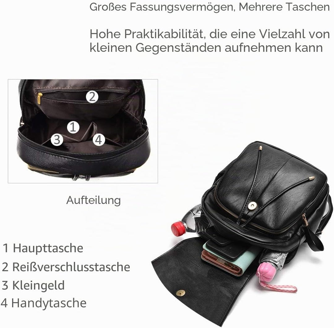 NICOLE&DORIS Mode Frauen Rucksack Mini Rucksack Leder Damen Rucksack Umhängetasche Geldbörsen Mädche