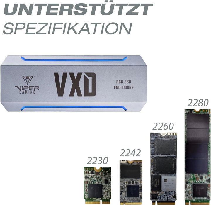 PATRIOT VXD obudowa SSD USB3.2 M.2 NVMe 1.3 do 2TB Aluminium RGB