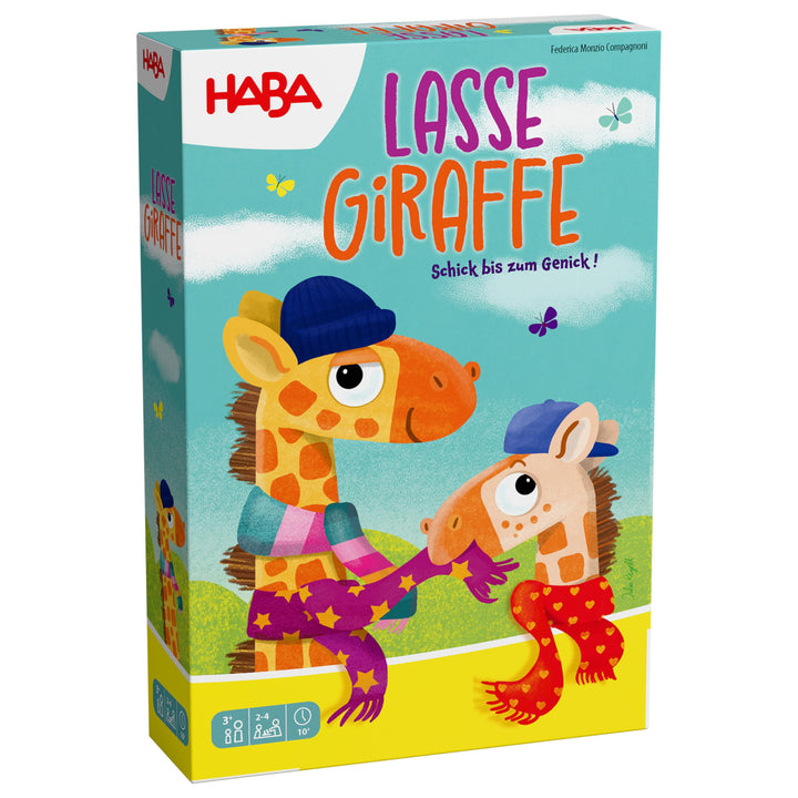 HABA Lasse Giraffe – Farbenfrohes Memo- &amp; Würfelspiel für Kinder ab 3 Jahren – Lustiges Sammelspiel