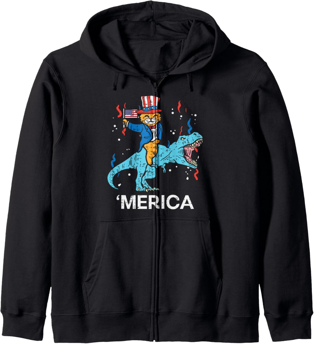 Merica Cat T-Rex American Flag USA 4th Of July Fourth Boys Kapuzenjacke