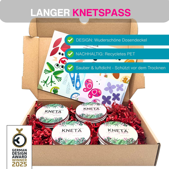 4er Dosen Knete Set inklusive Bastelkarte Rot I Für Kinder ab 1 Jahr I 4er Set Rot, 4er Set Rot