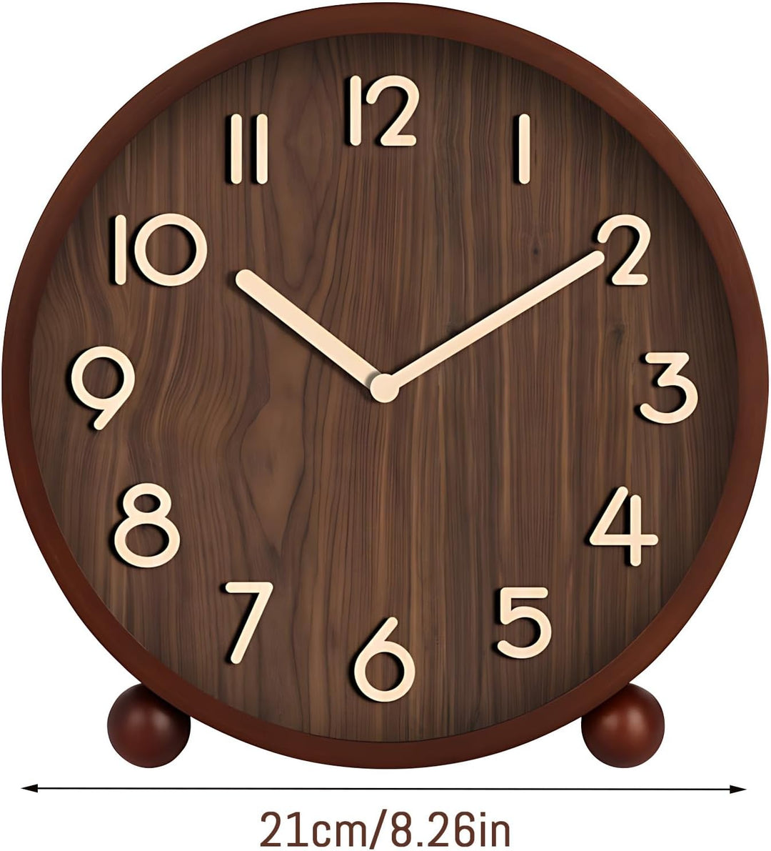 Maxspace Tischuhr Analog, 21cm Holz Tischuhr Batteriebetrieben, Silent Tischuhren ohne Ticken für Sc