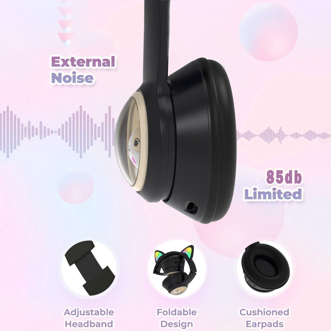 Bluetooth Kopfhörer Kinder, Faltbar 85dB Mädchen Kopfhörer Over Ear, Kabellos Kinderkopfhörer mit LE