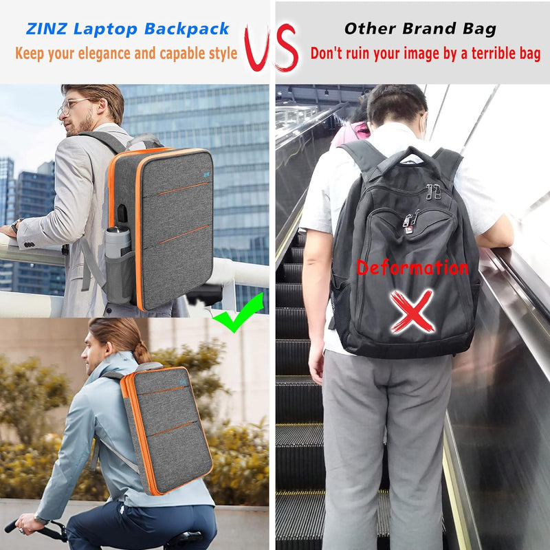 ZINZ Schlank und Erweiterbar Laptop Rucksack Wasserdicht Notebook Tasche für Männer und Frauen 13-14