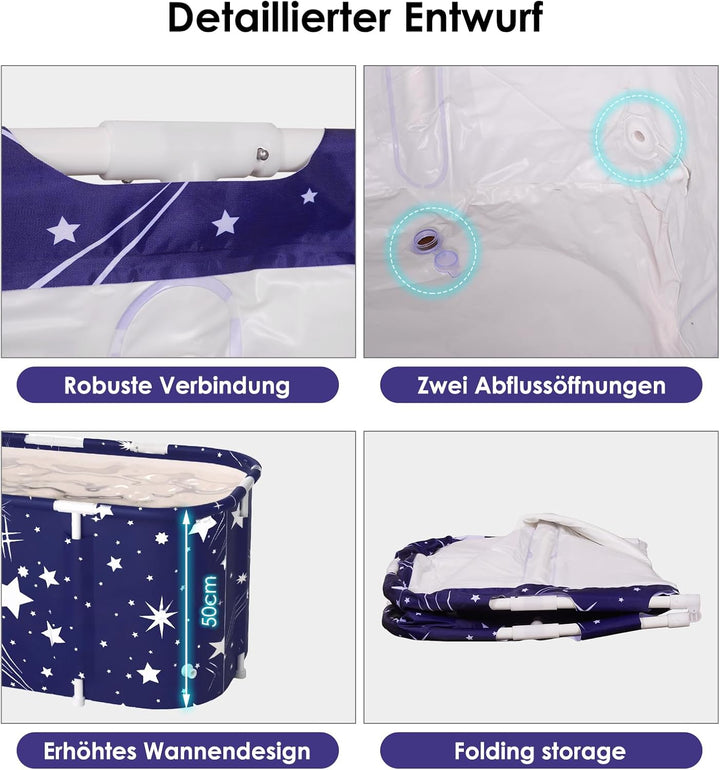 Badewanne Zusammenklappbare Badewanne Ideale Familienbadewanne Gartenpool für Kinder Leicht zu monti