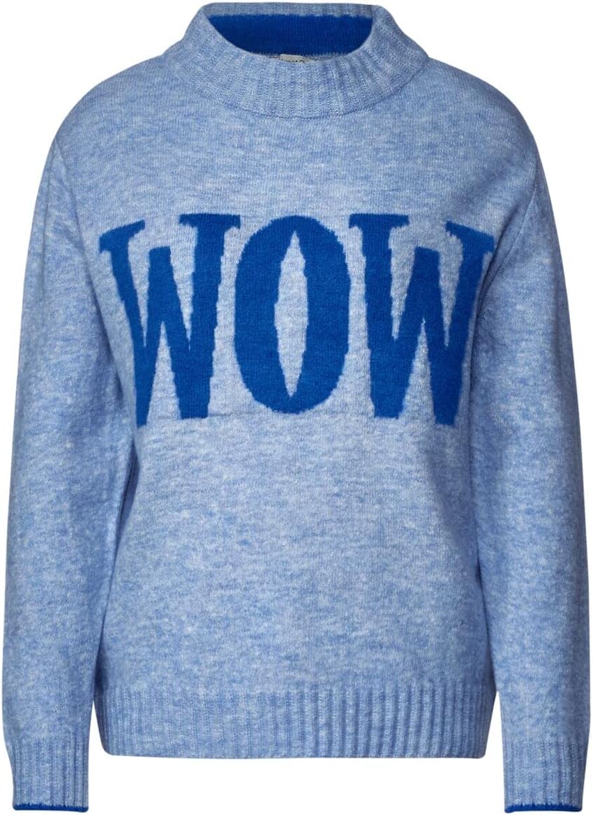 Street One Damen Strickpullover 38 Shiny Blue Melange, 38 Shiny Blue Melange