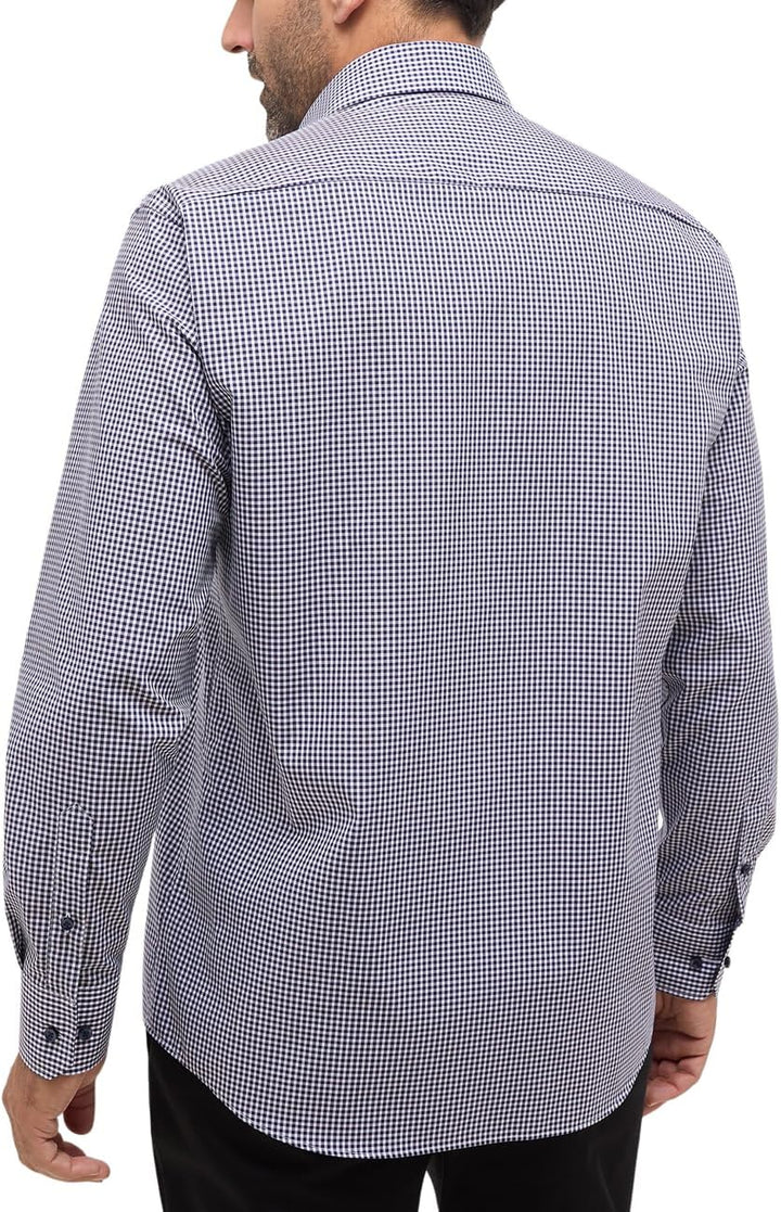 ETERNA Comfort Fit Hemd Langarm New Kent Kragen Muster rot XS Blau, XS Blau