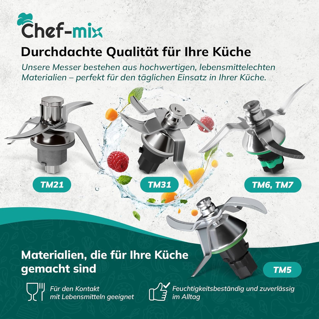 TM6 Ersatzmesser Mixmesser aus Edelstahl mit Dichtring Ersatz für Vоrwerk Thermоmix Messer TM6 TM7 -