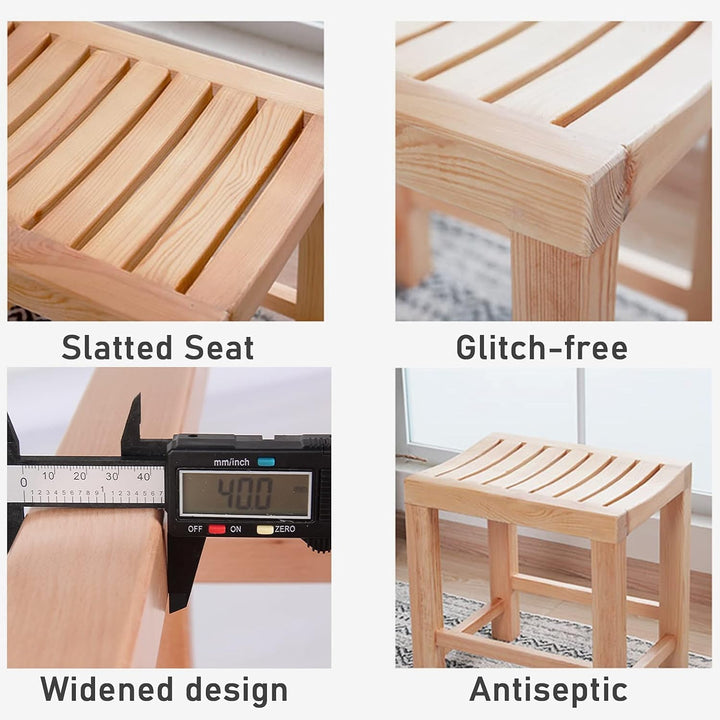 AMSXNOO Bambus Badezimmer Hocker, Duschhocker Badhocker Sitzhocker für Garderobe Beistelltisch Badez