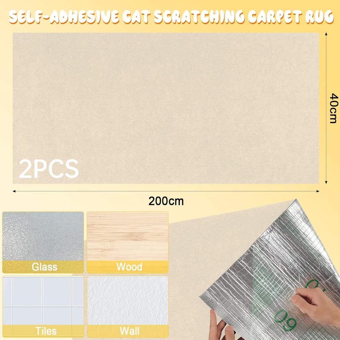 Kratzmatte Katze, 200cmx40cm Selbstklebend Kratzteppich Katze Wand Kratzmatte für Katzen Katzenkratz