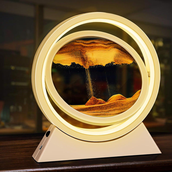 Ulikey Sandbilder Zum Drehen, 3D Dynamische Sandbild mit Led Licht, 10 Zoll Bewegende Sandkunst, Fli