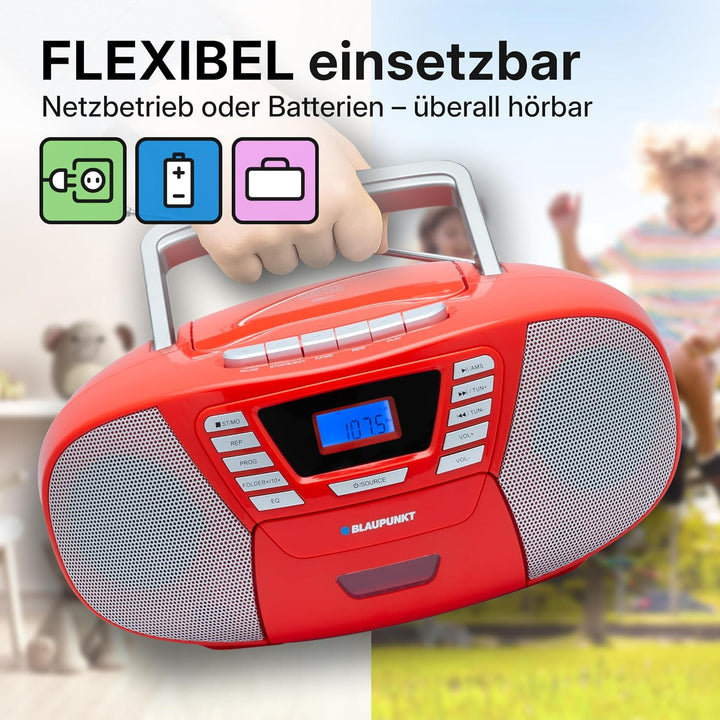 Blaupunkt B 120 RD tragbarer CD Player mit Bluetooth | Kassettenrekorder | Hörbuch Funktion | CD-Pla