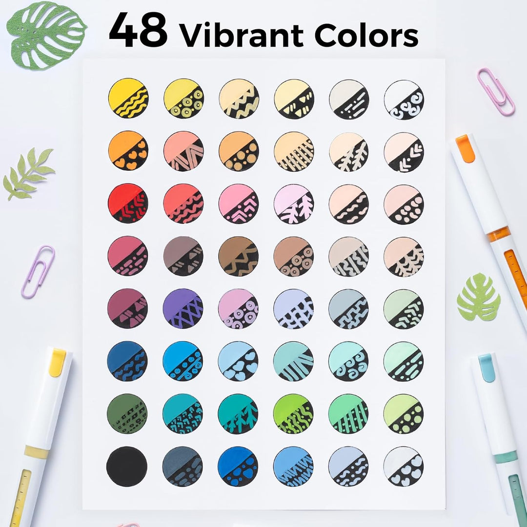 Ohuhu Acrylstifte mit Rundspitze 48 Farben – Auto-Tintenregulierung, Hochdeckende Acrylic Markers, W