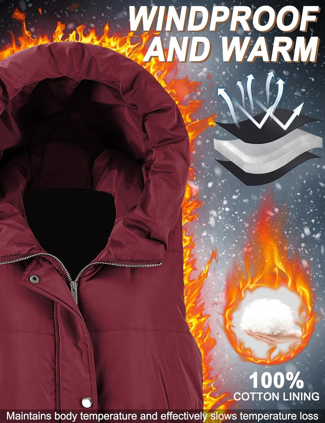 Yuson Girl Lange Jacke Weste für Damen Ärmellose Kapuzenweste Steppweste Damen Lang Winteroberbeklei