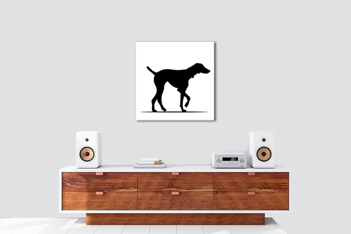 Hund beim spazieren Effekt: Sepia Format: 60x60 als Leinwandbild, Motiv fertig gerahmt auf Echtholzr