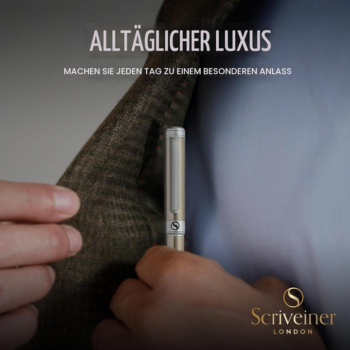 Scriveiner Füllfederhalter aus Edelstahl-Beeindruckender Luxusfüller mit Edelstahl-Finish, Schmidt E