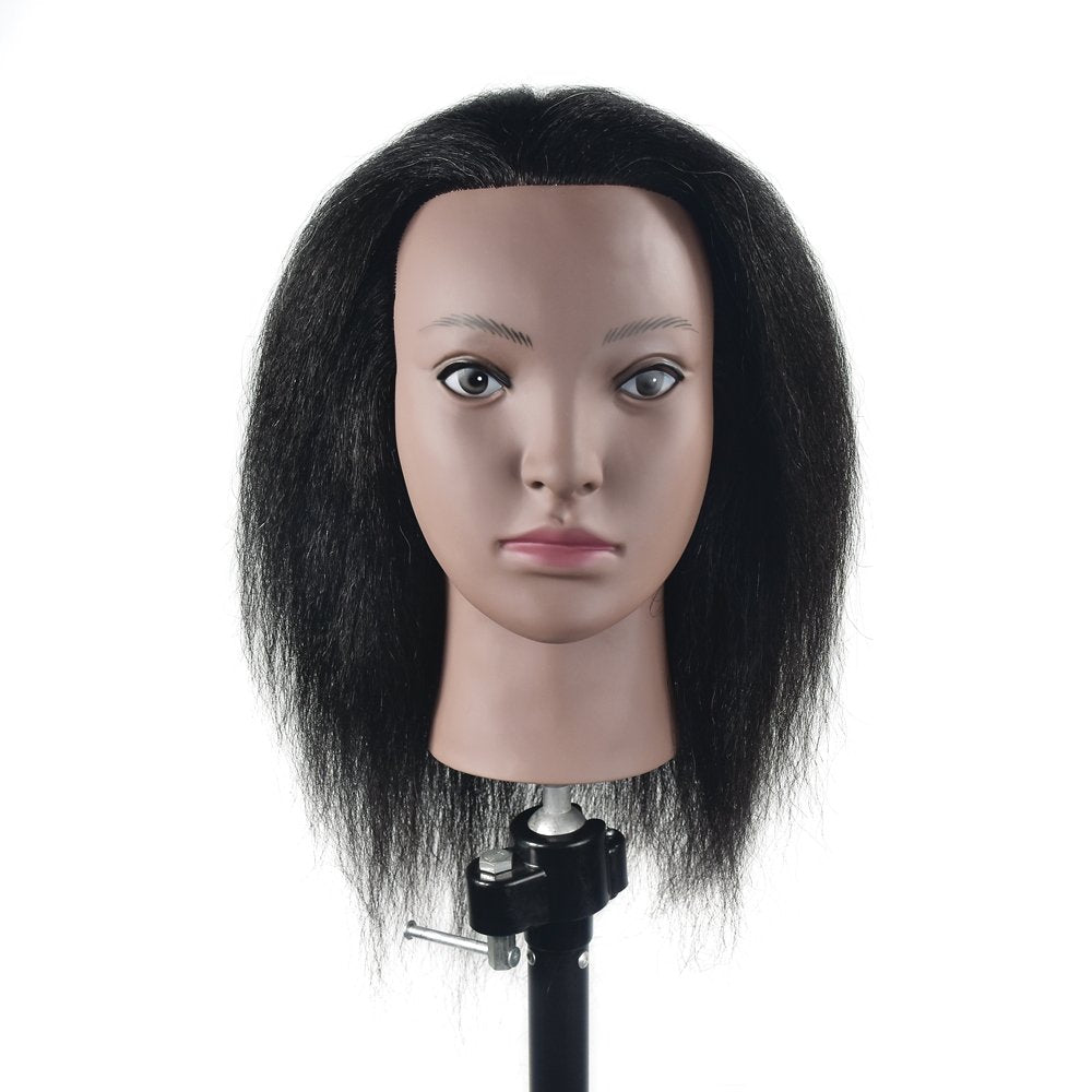 Tcwuzick Afro Schaufensterpuppe Kopf 100% echtes Haar Friseur Ausbildung Kopf Manikin Kosmetologie P