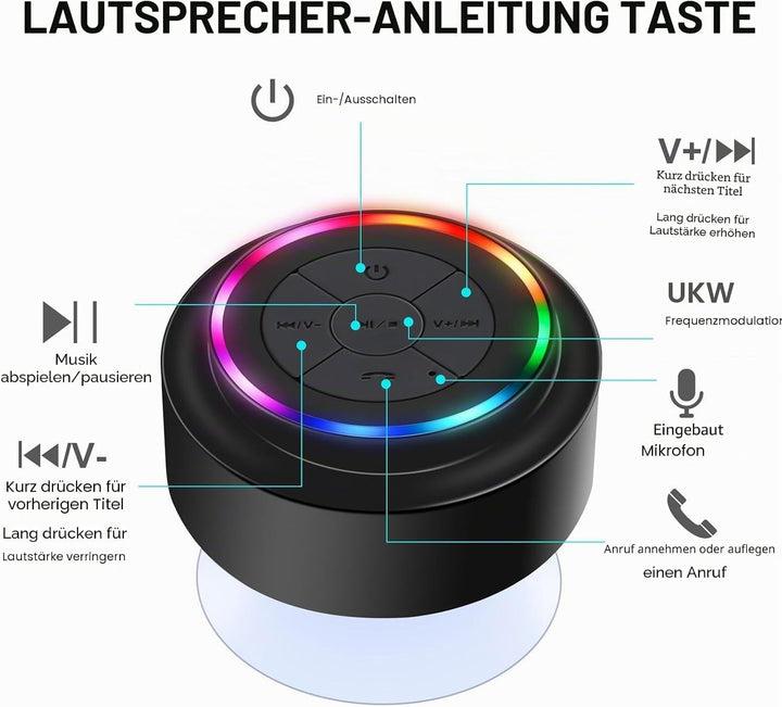 Bluetooth-Duschlautsprecher, Haissky Portable Bluetooth Lautsprecher tragbarer Waterproof Wireless S