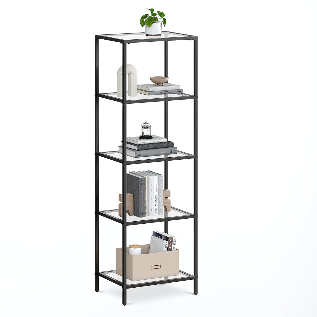 VASAGLE Regal mit 5 Ablagen, Badregal, gehärtetes Glas, einfache Montage, für Badezimmer, Wohnzimmer