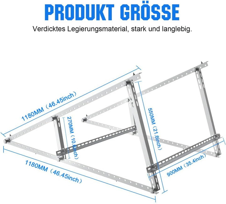 Gliese Solarmodul Halterung 118 CM ( 46 Zoll ) 2 Sets,Robuste Solarmodule Montageset Aufständerung,P