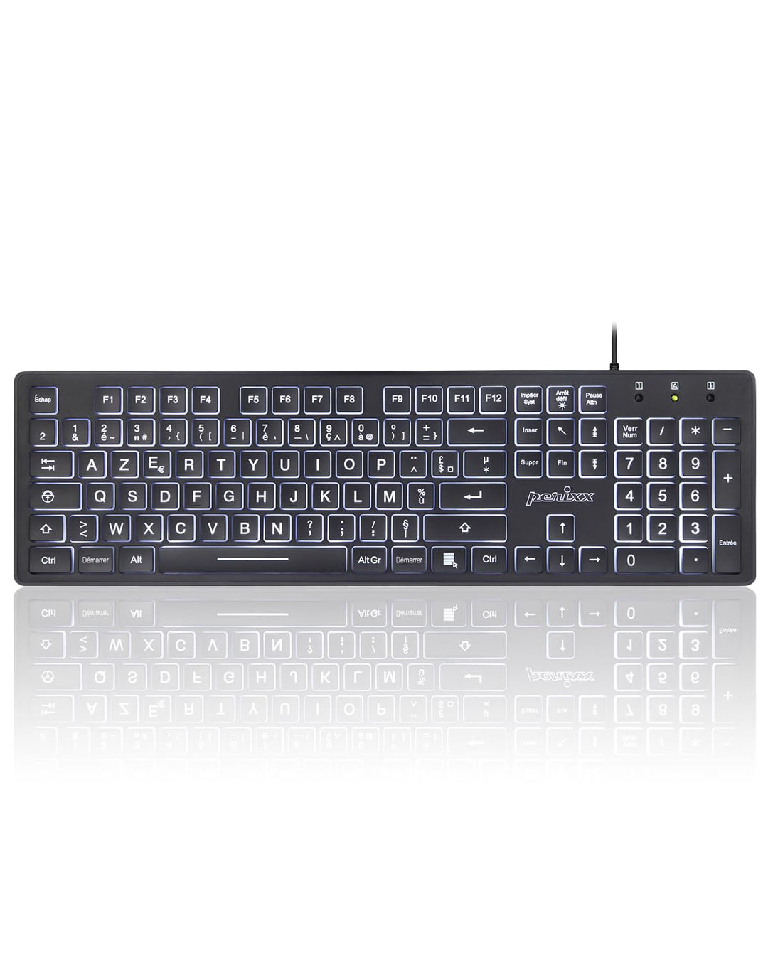 perixx PERIBOARD-317, Tastatur mit Hintergrundbeleuchtung, kabelgebunden, USB, für Windows – Membran