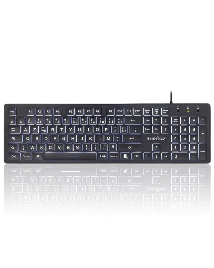 perixx PERIBOARD-317, Tastatur mit Hintergrundbeleuchtung, kabelgebunden, USB, für Windows – Membran