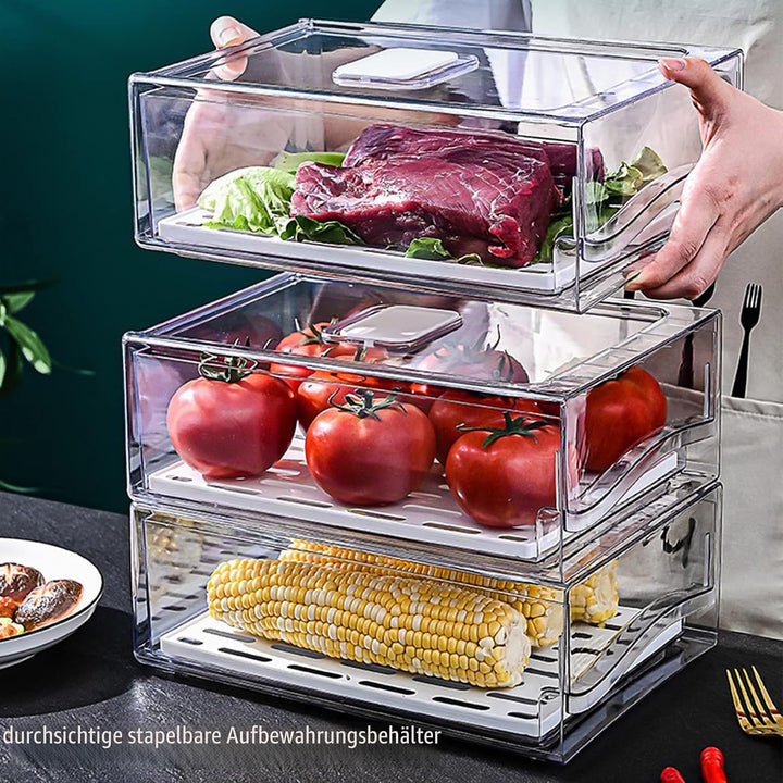 YekouMax Kühlschrank Organizer Set, Organizer Kühlschrank, Stapelbar und Wiederverwendbar, Wird für